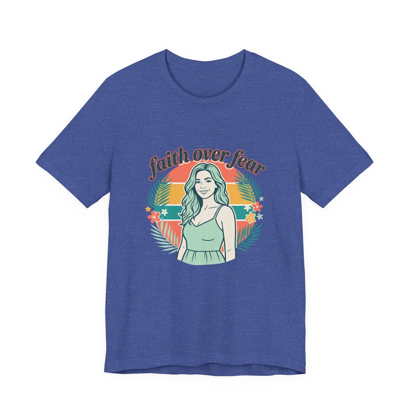 Faith Over Fear Graphic Tee — Retro Floral Christian T-Shirt