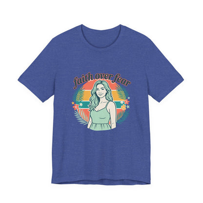 Faith Over Fear Graphic Tee — Retro Floral Christian T-Shirt