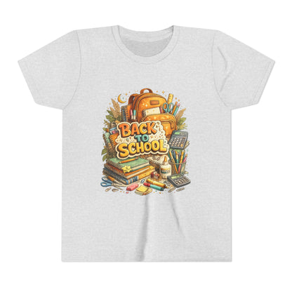 Youth Back to School Graphic Tee — 'Back to School' Backpack & Supplies Design