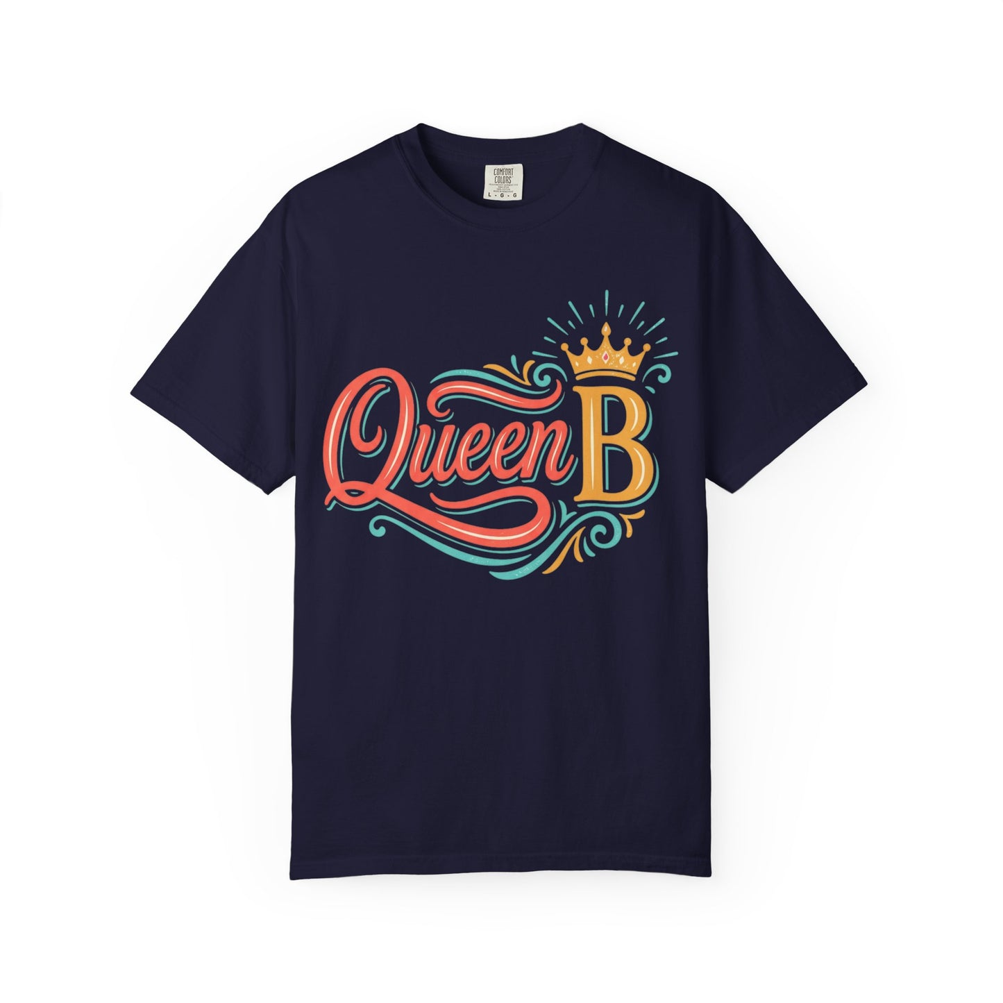 Queen B T-Shirt — Colorful Script Graphic Tee with Crown