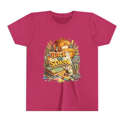 Youth Back to School Graphic Tee — 'Back to School' Backpack & Supplies Design