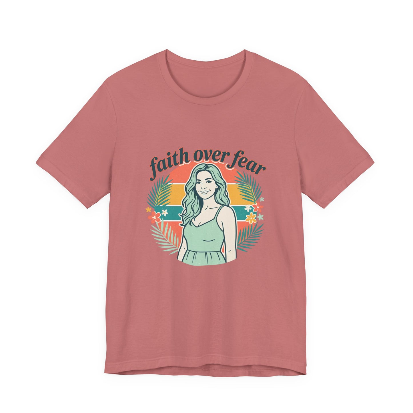 Faith Over Fear Graphic Tee — Retro Floral Christian T-Shirt