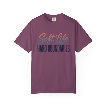 Soft Life, Hard Boundaries T-Shirt — Feminine Script Empowerment Tee
