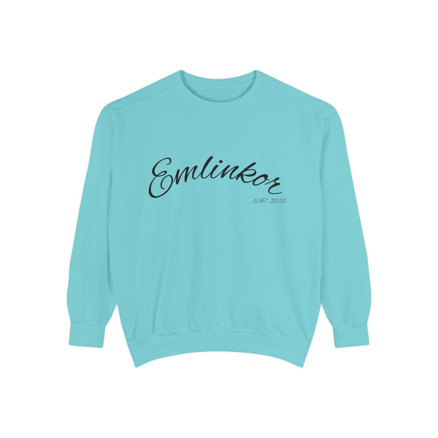 Emlinkor Script Sweatshirt - Casual White Pullover with Cursive Logo