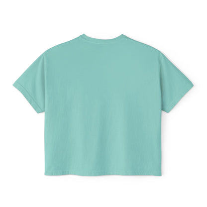 Boxy Tee — Minimal "Hold on to me: overthink less" Women's Cropped T-Shirt