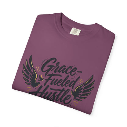 Grace-Fueled Hustle T-Shirt — Inspirational Christian Graphic Tee with Wings