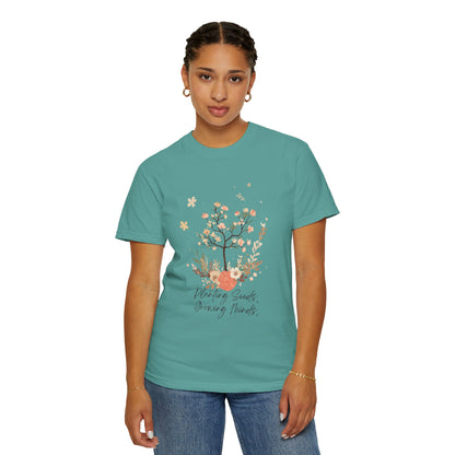 Floral Tree Tee — "Planting Seeds, Growing Hearts" Graphic T-Shirt