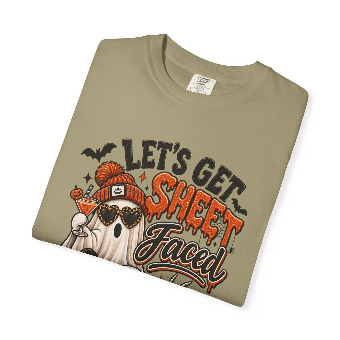 Halloween Ghost Dog T-Shirt — "Let’s Get Sheet Faced" Pumpkin Party Tee