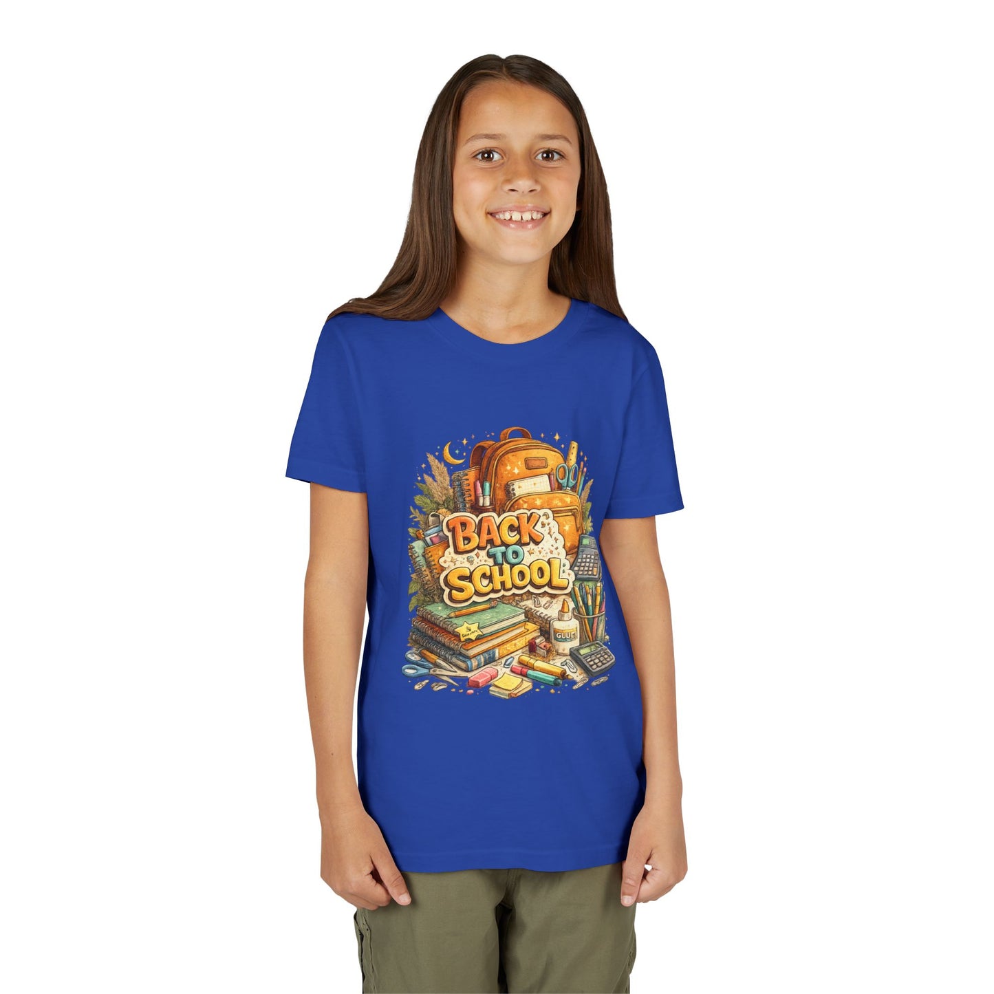Youth Back to School Graphic Tee — 'Back to School' Backpack & Supplies Design