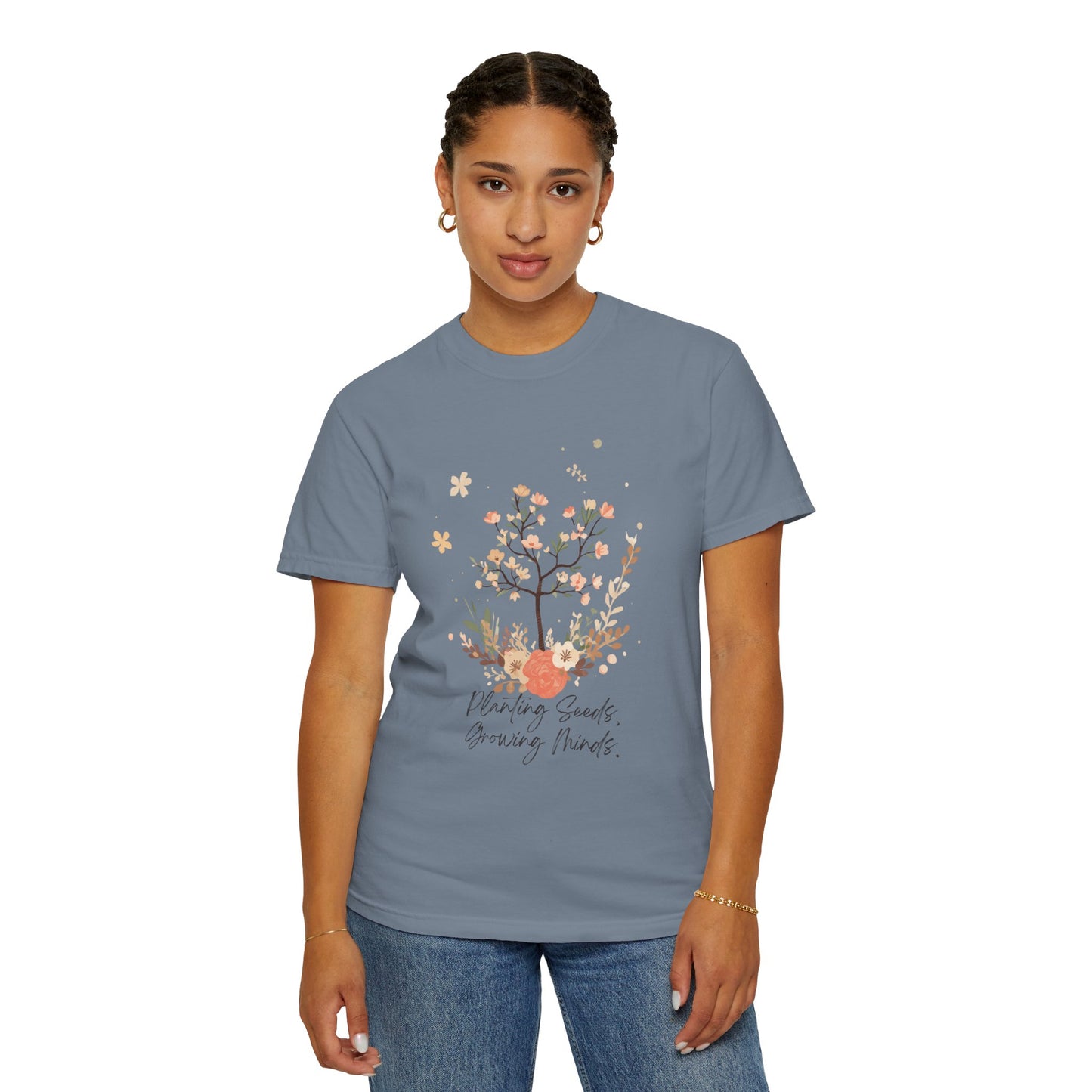 Floral Tree Tee — "Planting Seeds, Growing Hearts" Graphic T-Shirt