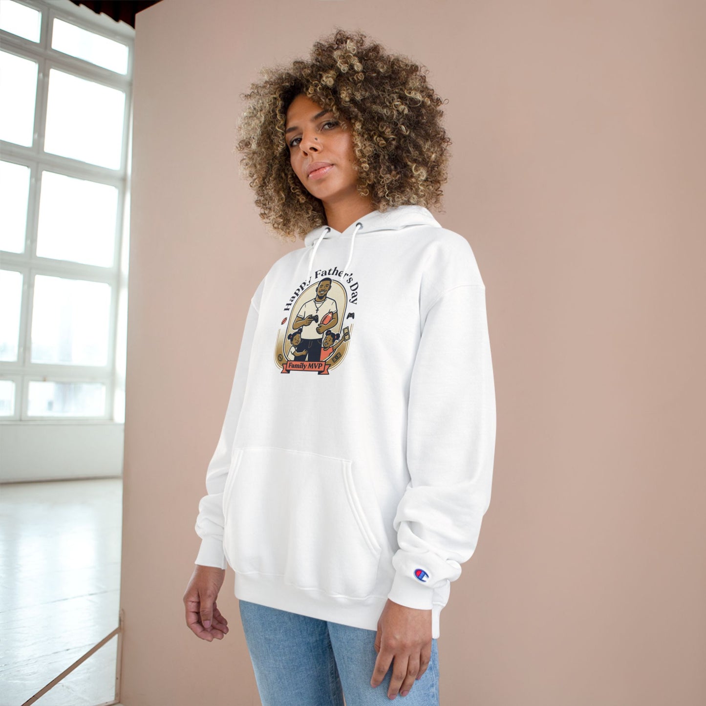 Father’s Day Champion Hoodie — “Happy Father’s Day” Retro Dad Graphic