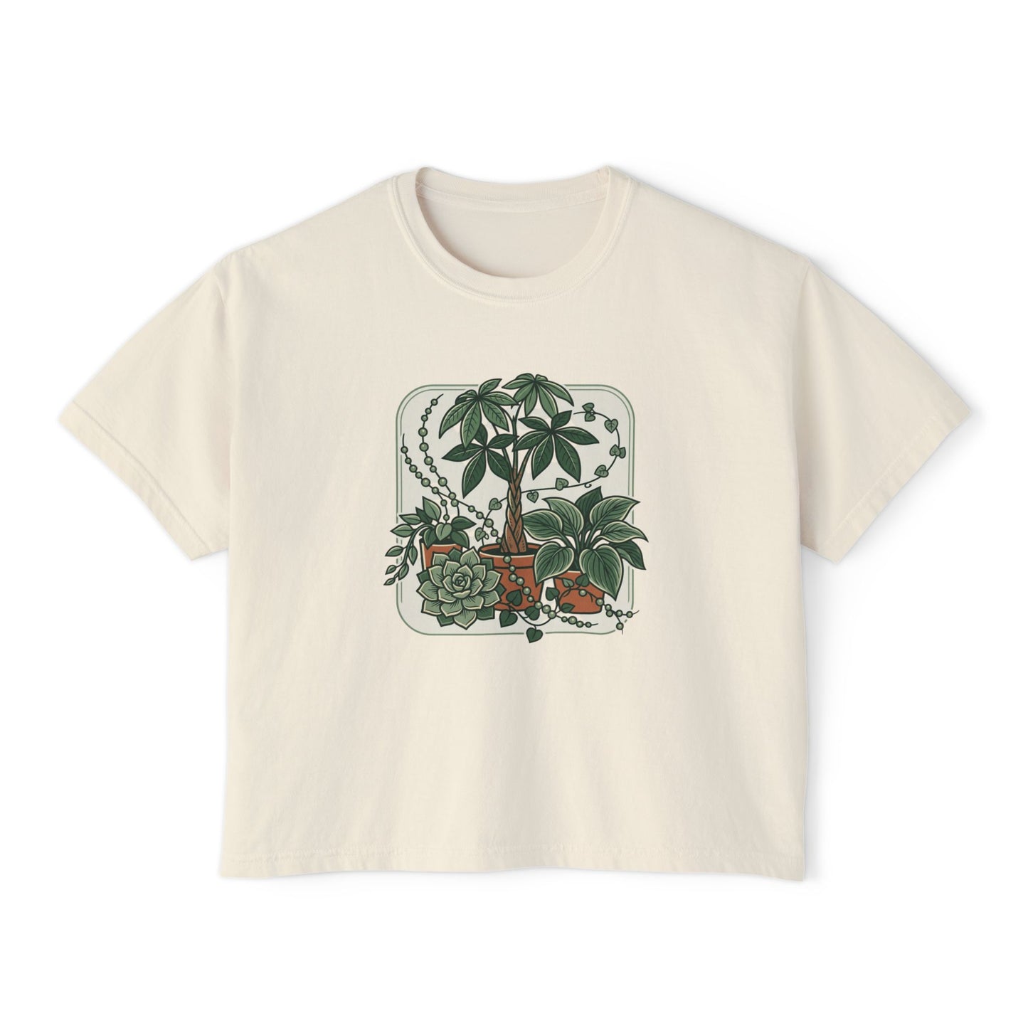 Plant Lover Boxy Tee — Vintage Indoor Succulent & Houseplant Graphic