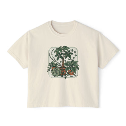 Plant Lover Boxy Tee — Vintage Indoor Succulent & Houseplant Graphic