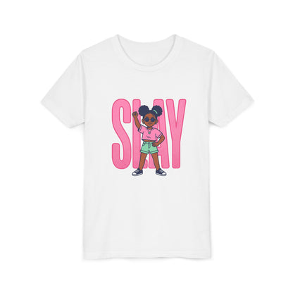 Youth Tee — 'STAY' Girl Graphic Kids T‑Shirt