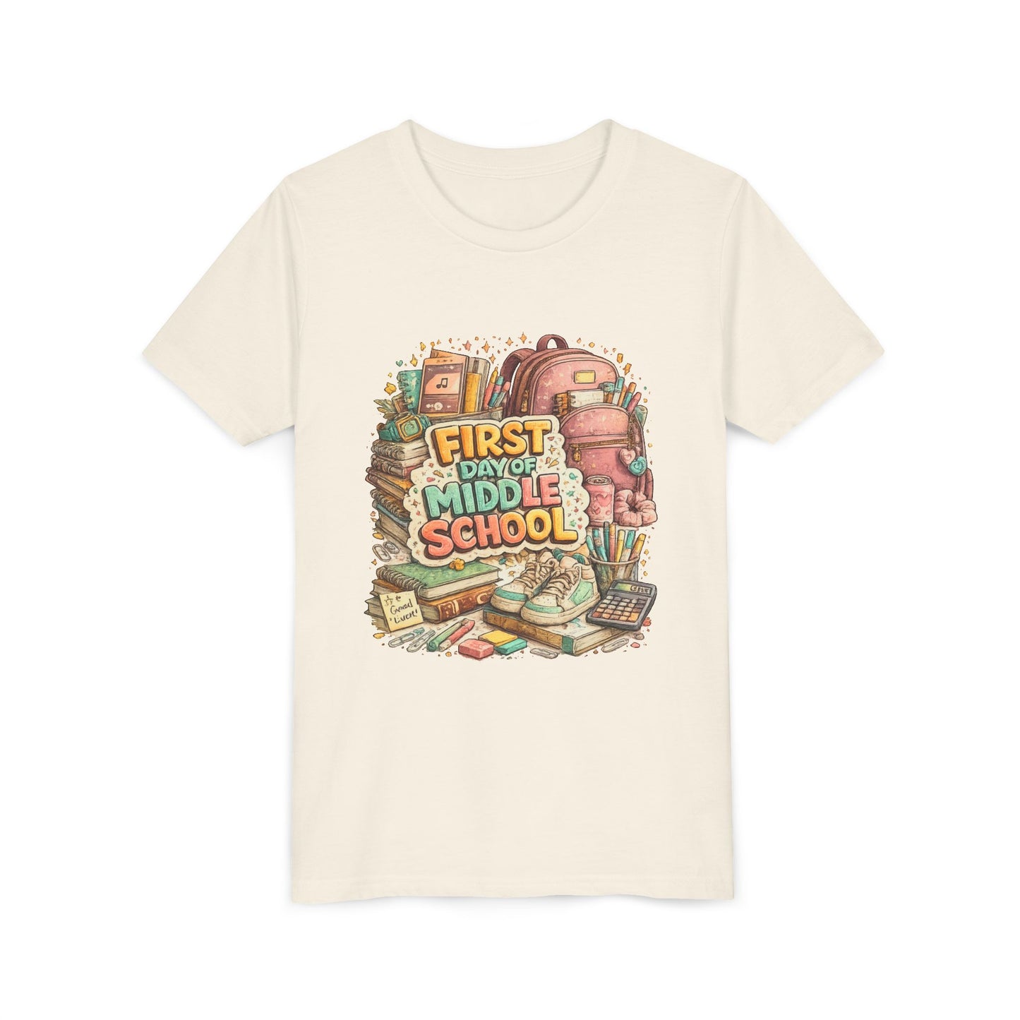 Youth Tee — "First Day of Middle School" Back-to-School Graphic Shirt