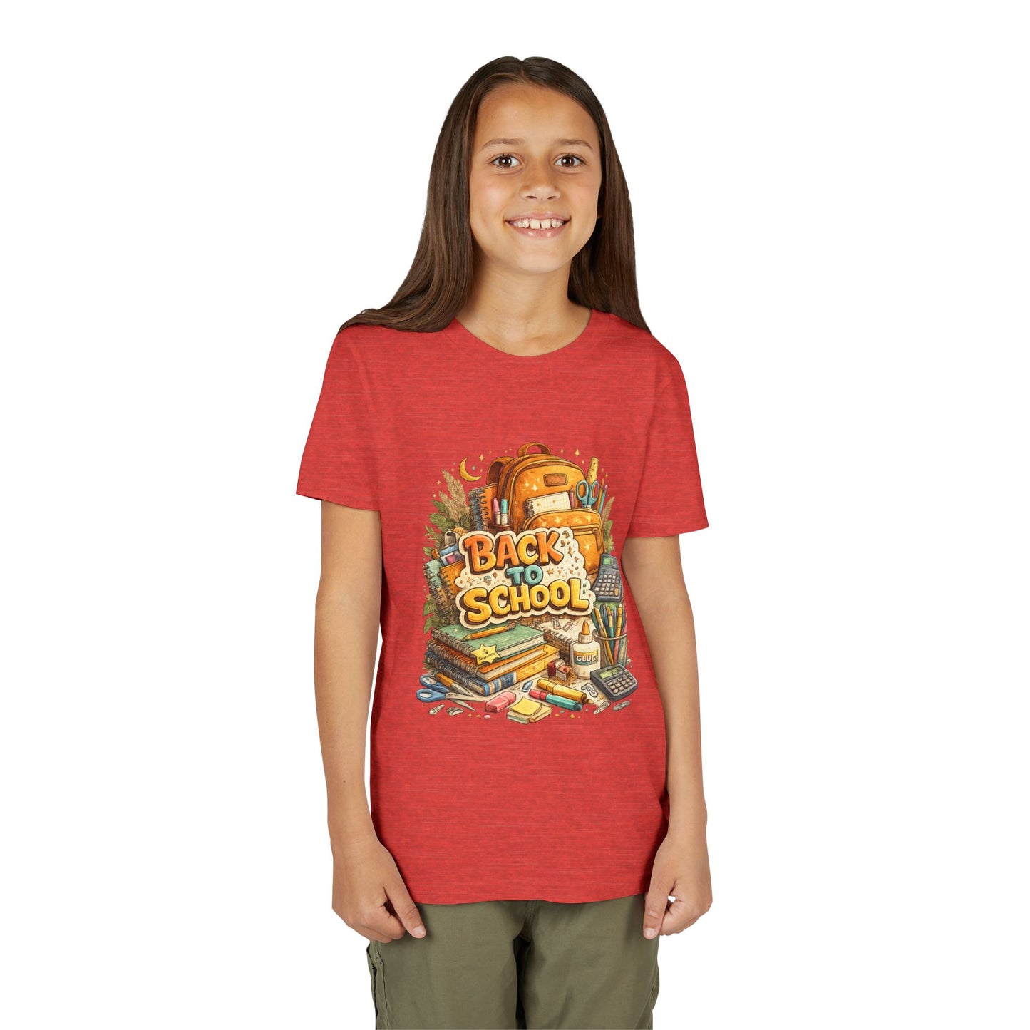 Youth Back to School Graphic Tee — 'Back to School' Backpack & Supplies Design