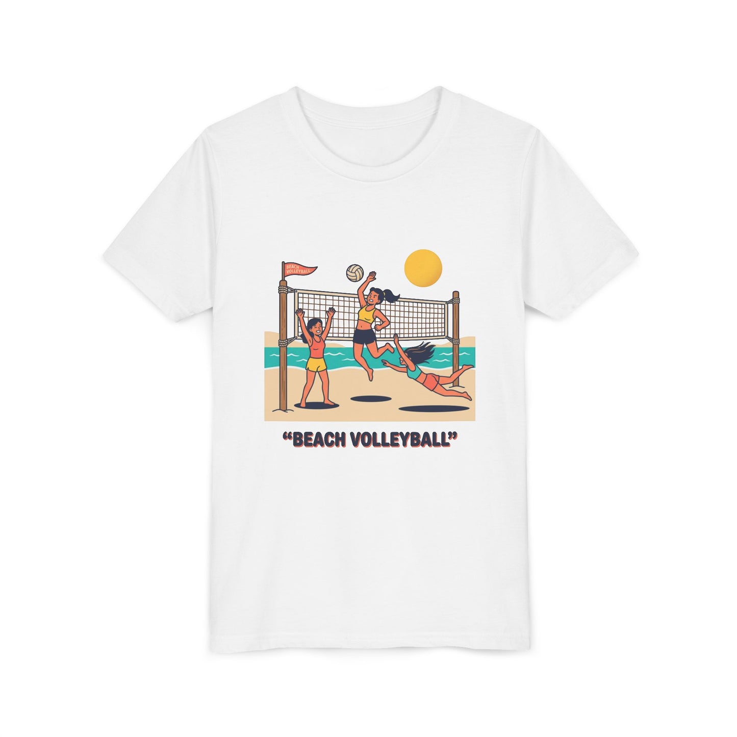 Beach Volleyball Youth Tee — "High Tides High Spikes" Graphic