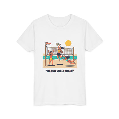 Beach Volleyball Youth Tee — "High Tides High Spikes" Graphic
