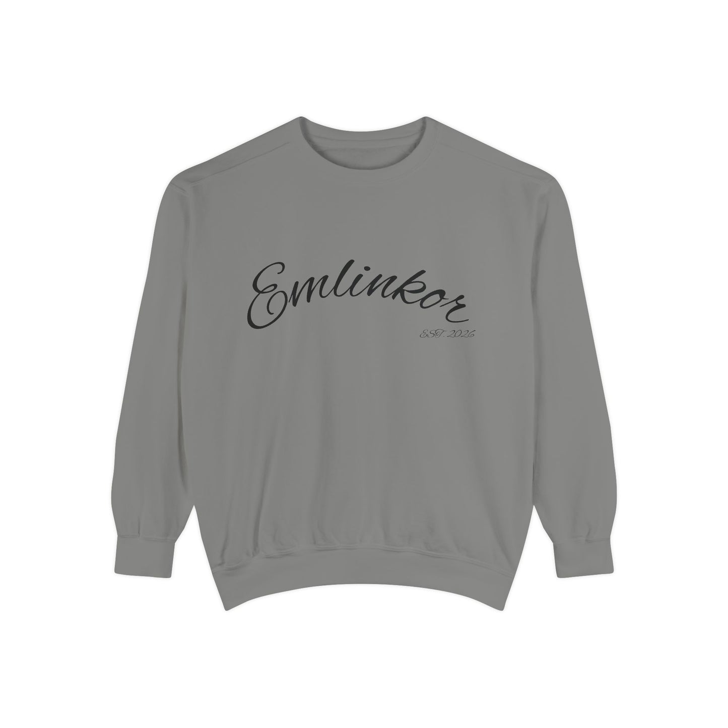 Emlinkor Script Sweatshirt - Casual White Pullover with Cursive Logo