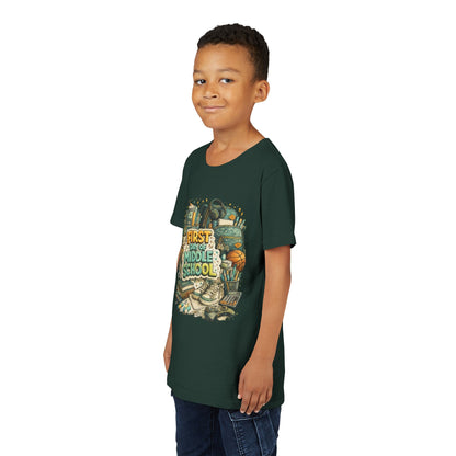 Youth Tee — "First Day of Middle School" Back-to-School Graphic Shirt