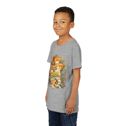 Youth Back to School Graphic Tee — 'Back to School' Backpack & Supplies Design