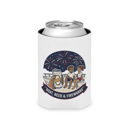 Boat, Beer & Fireworks Can Cooler — Insulated Beverage Koozie for Summer Parties