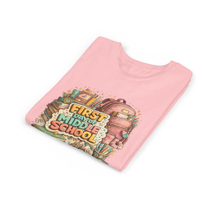Youth Tee — "First Day of Middle School" Back-to-School Graphic Shirt