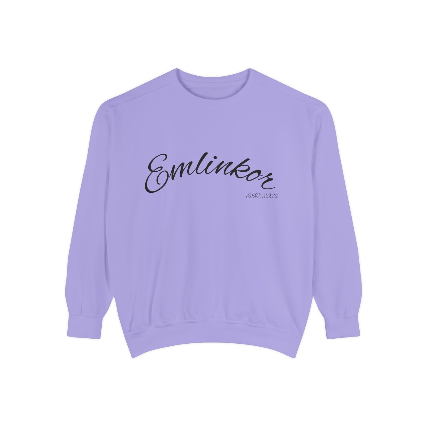 Emlinkor Script Sweatshirt - Casual White Pullover with Cursive Logo