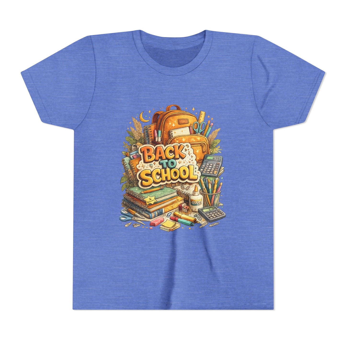 Youth Back to School Graphic Tee — 'Back to School' Backpack & Supplies Design