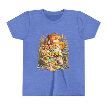 Youth Back to School Graphic Tee — 'Back to School' Backpack & Supplies Design