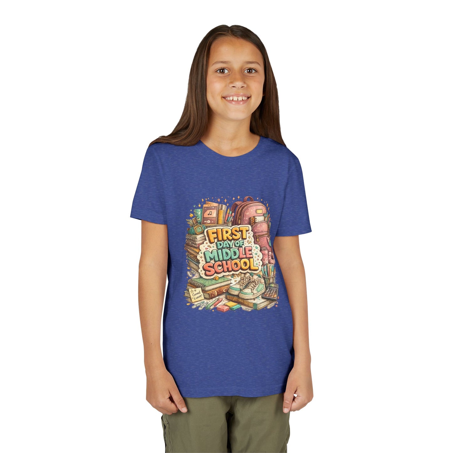 Youth Tee — "First Day of Middle School" Back-to-School Graphic Shirt