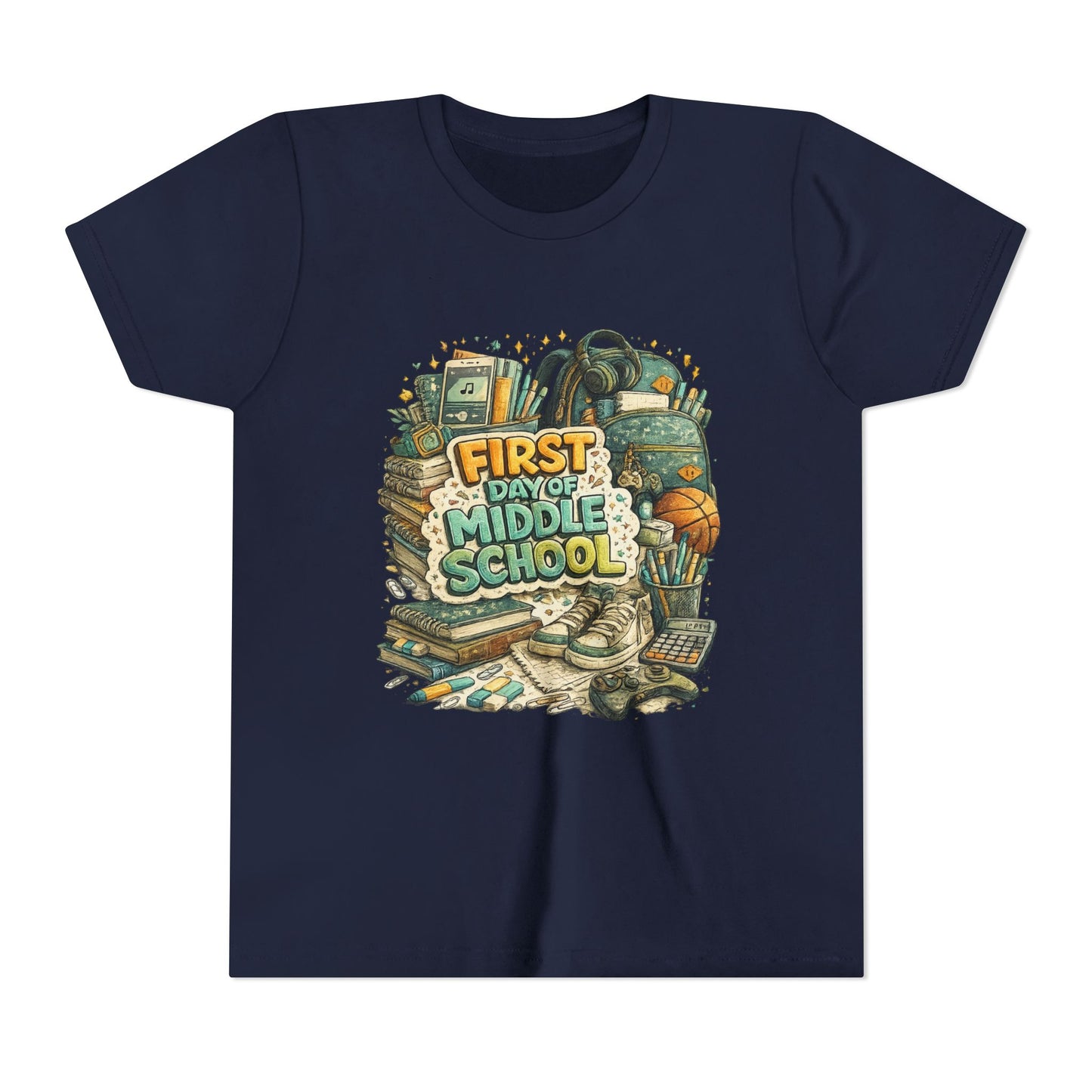 Youth Tee — "First Day of Middle School" Back-to-School Graphic Shirt