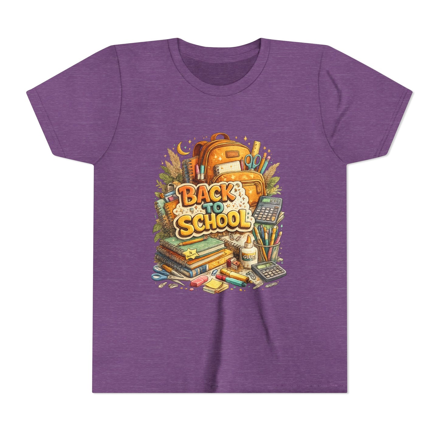 Youth Back to School Graphic Tee — 'Back to School' Backpack & Supplies Design