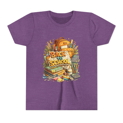 Youth Back to School Graphic Tee — 'Back to School' Backpack & Supplies Design