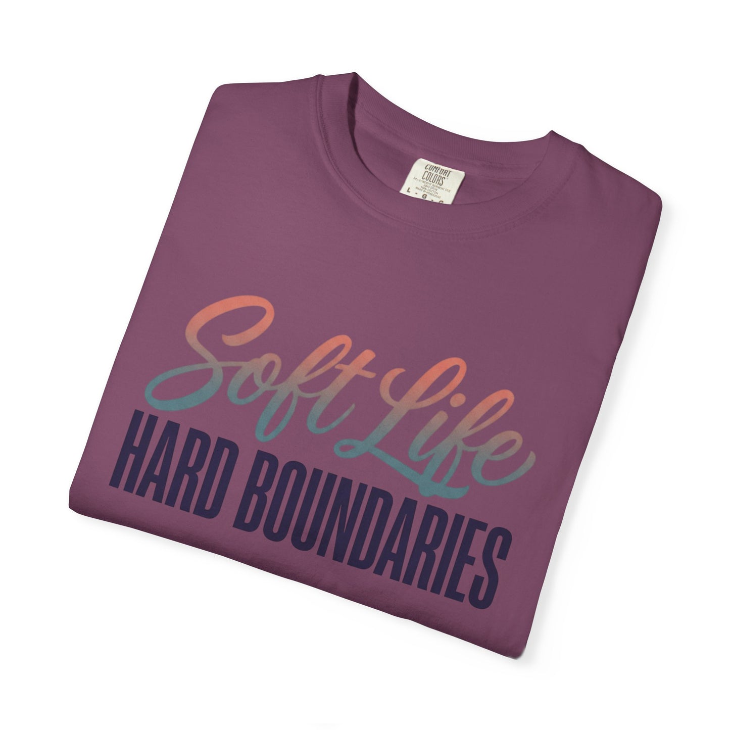 Soft Life, Hard Boundaries T-Shirt — Feminine Script Empowerment Tee