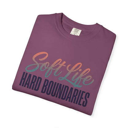 Soft Life, Hard Boundaries T-Shirt — Feminine Script Empowerment Tee