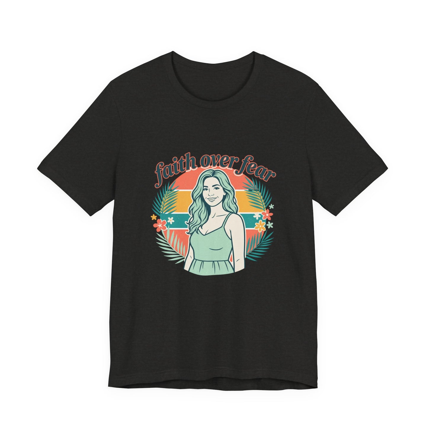 Faith Over Fear Graphic Tee — Retro Floral Christian T-Shirt