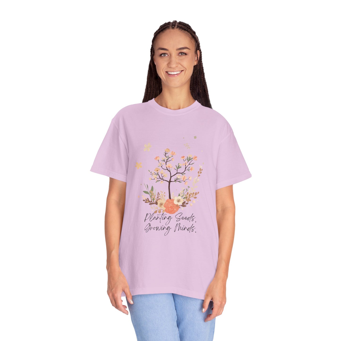 Floral Tree Tee — "Planting Seeds, Growing Hearts" Graphic T-Shirt
