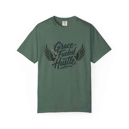 Grace-Fueled Hustle T-Shirt — Inspirational Christian Graphic Tee with Wings