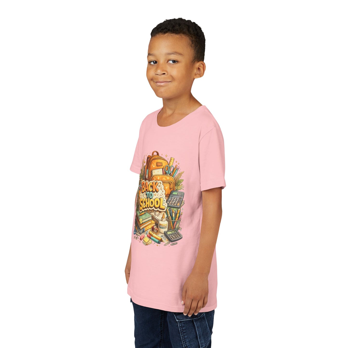 Youth Back to School Graphic Tee — 'Back to School' Backpack & Supplies Design