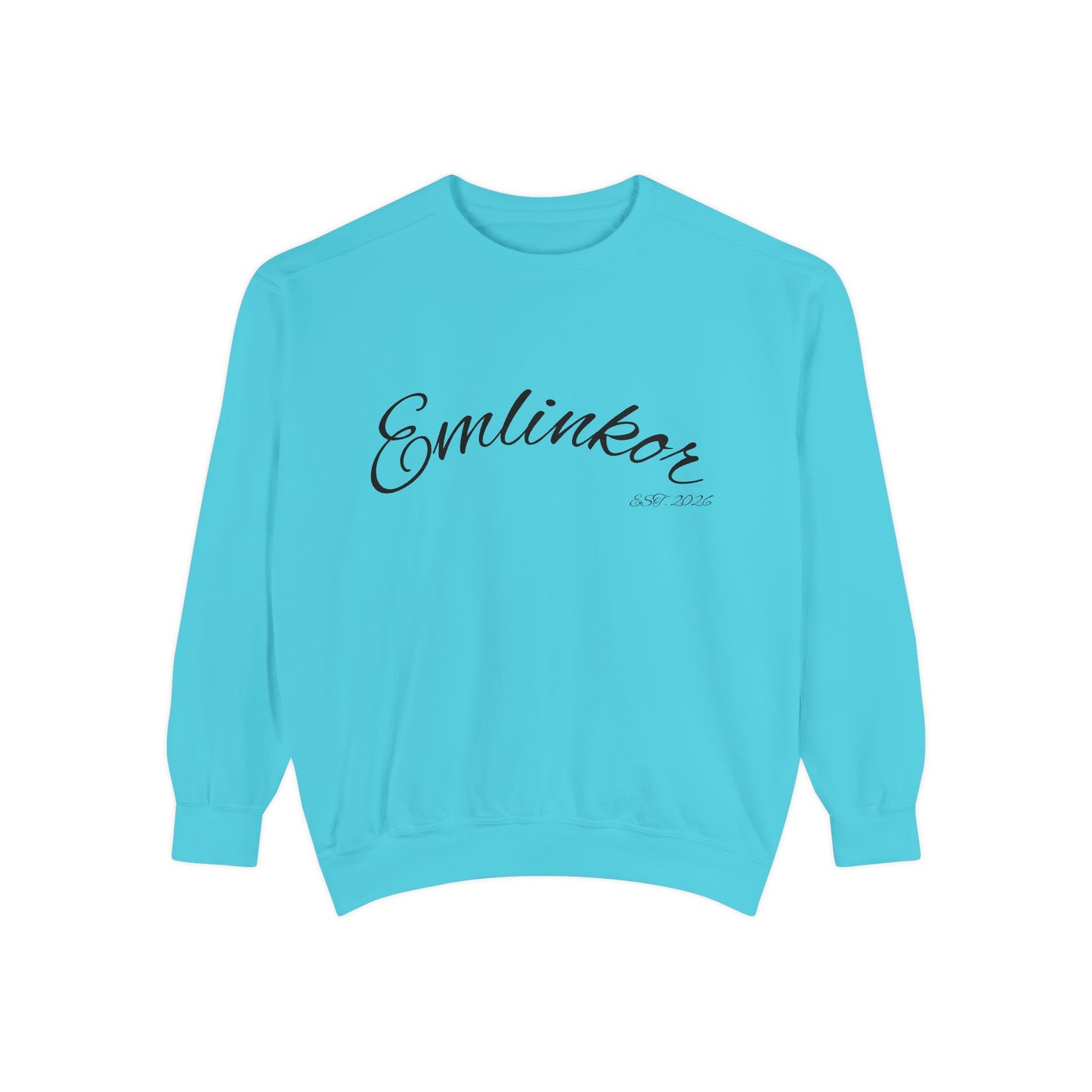 Emlinkor Script Sweatshirt - Casual White Pullover with Cursive Logo