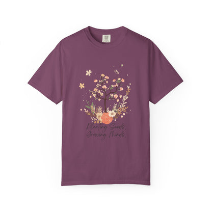 Floral Tree Tee — "Planting Seeds, Growing Hearts" Graphic T-Shirt