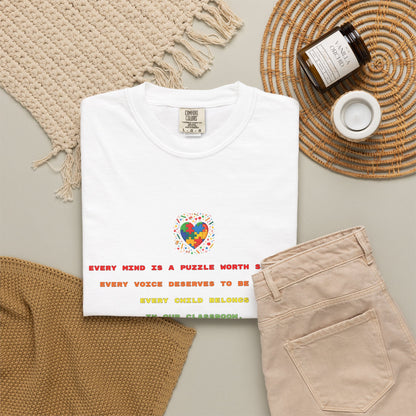 T-Shirt | Rainbow Puzzle Heart Quote Tee — "Every Mind Is A Puzzle Worth Solving"
