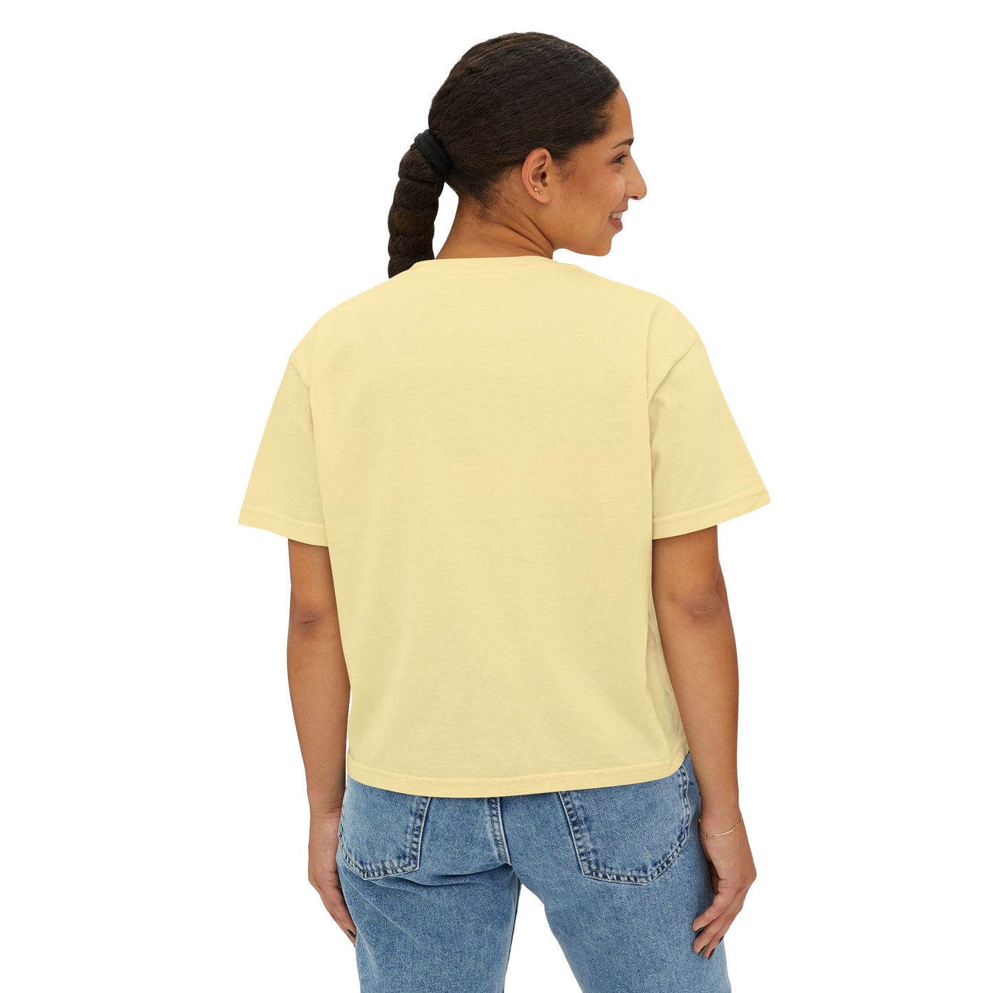 Boxy Tee — Minimal "Hold on to me: overthink less" Women's Cropped T-Shirt