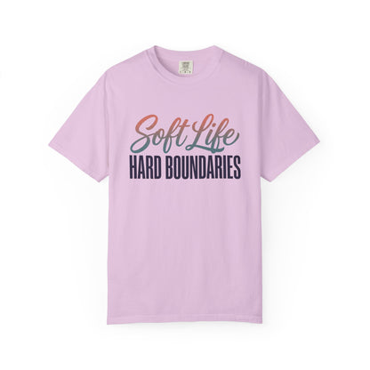 Soft Life, Hard Boundaries T-Shirt — Feminine Script Empowerment Tee