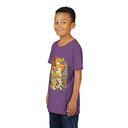 Youth Back to School Graphic Tee — 'Back to School' Backpack & Supplies Design