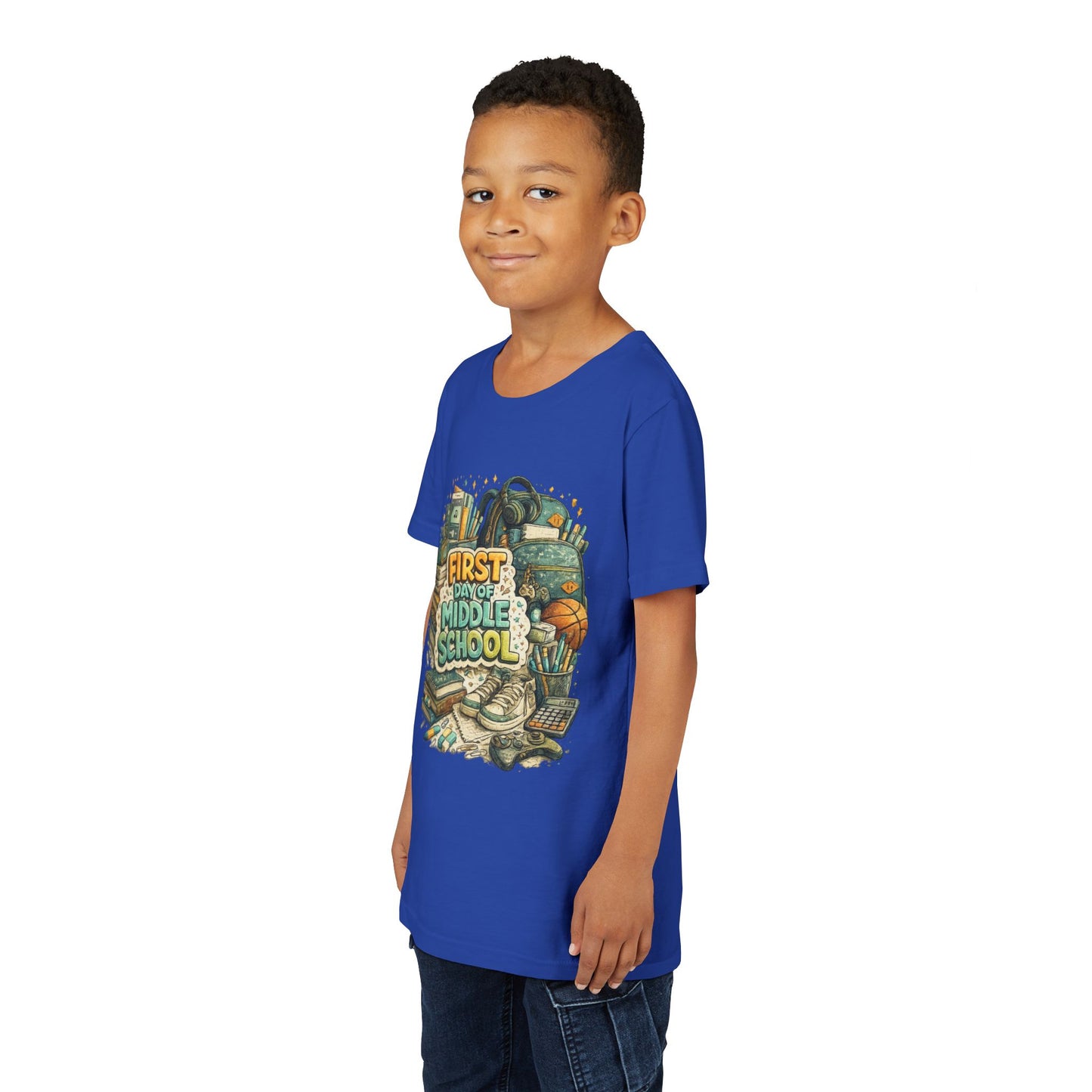 Youth Tee — "First Day of Middle School" Back-to-School Graphic Shirt