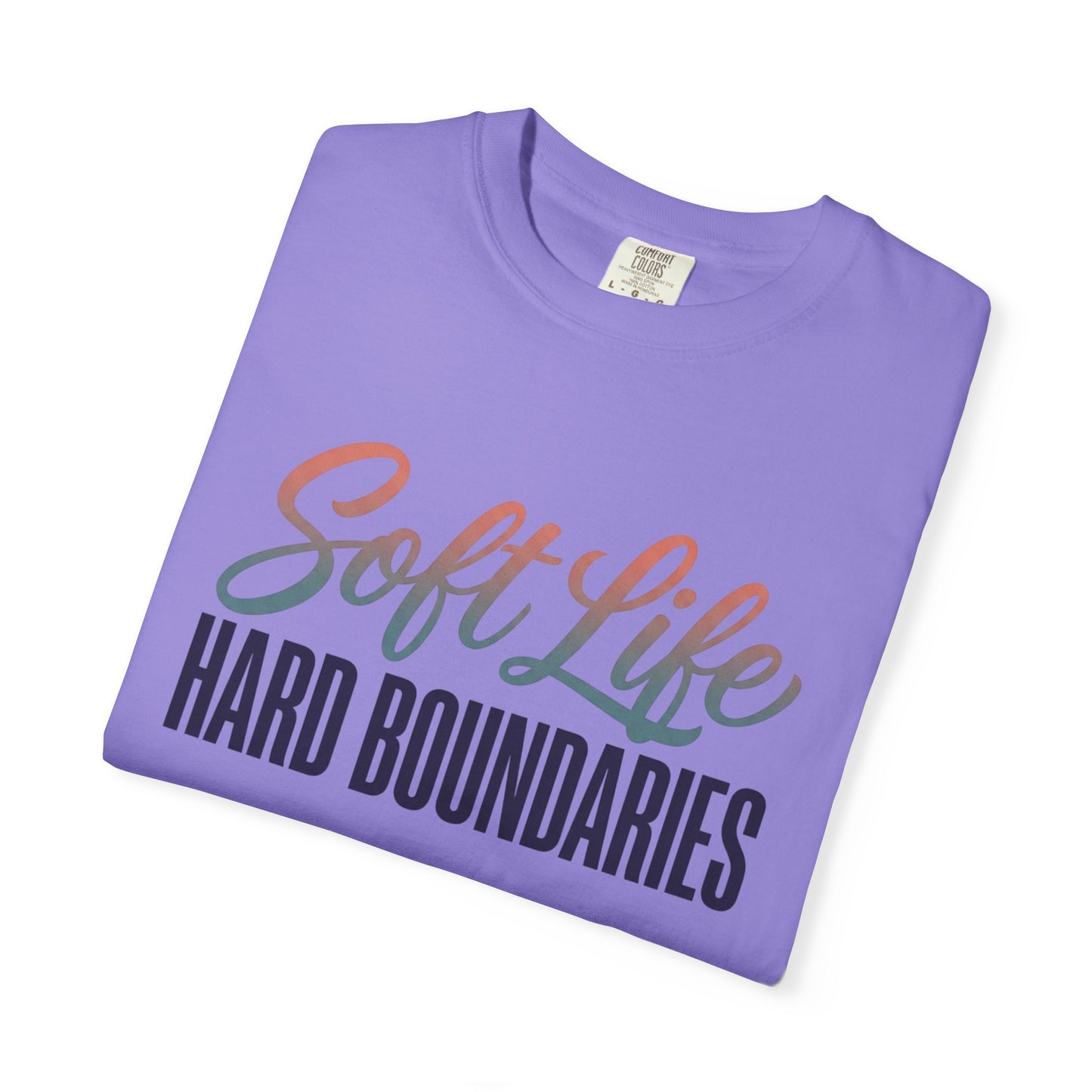 Soft Life, Hard Boundaries T-Shirt — Feminine Script Empowerment Tee