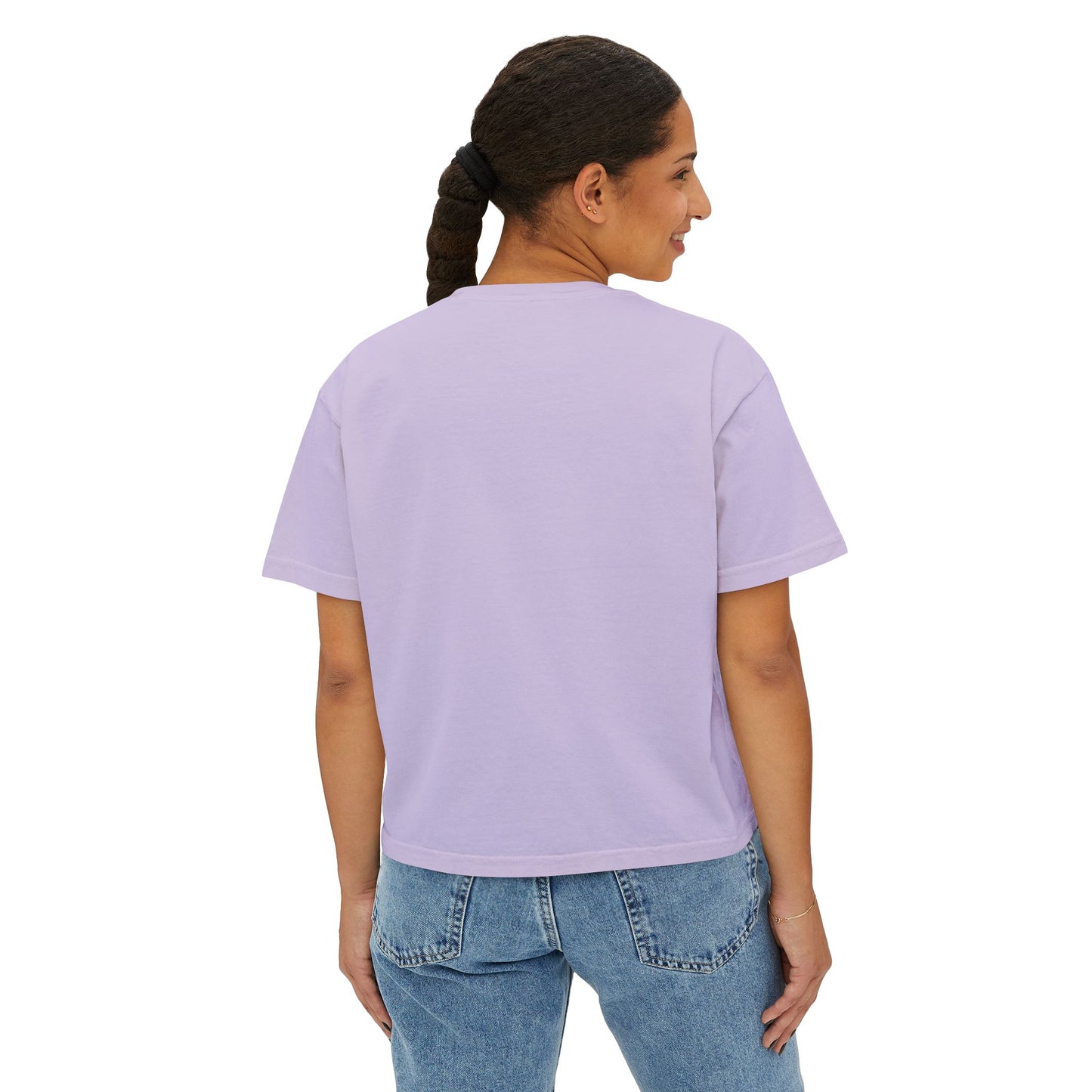 Boxy Tee — Minimal "Hold on to me: overthink less" Women's Cropped T-Shirt