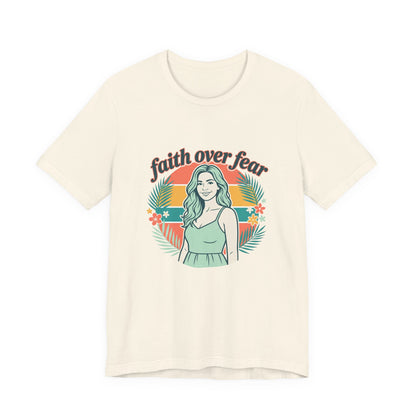 Faith Over Fear Graphic Tee — Retro Floral Christian T-Shirt